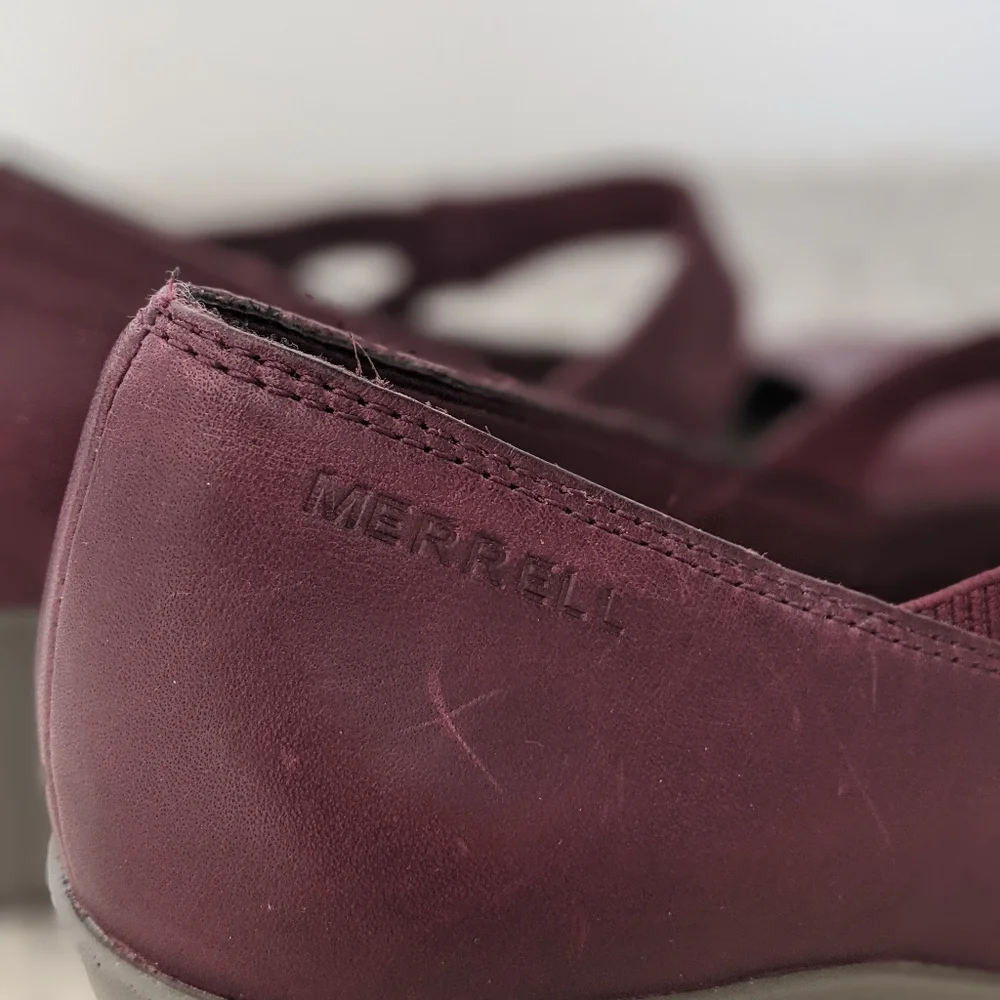 Women's Mary Jane‎ Distressed Leather Slip Resistant Chunky Heel Shoes Size 6.5